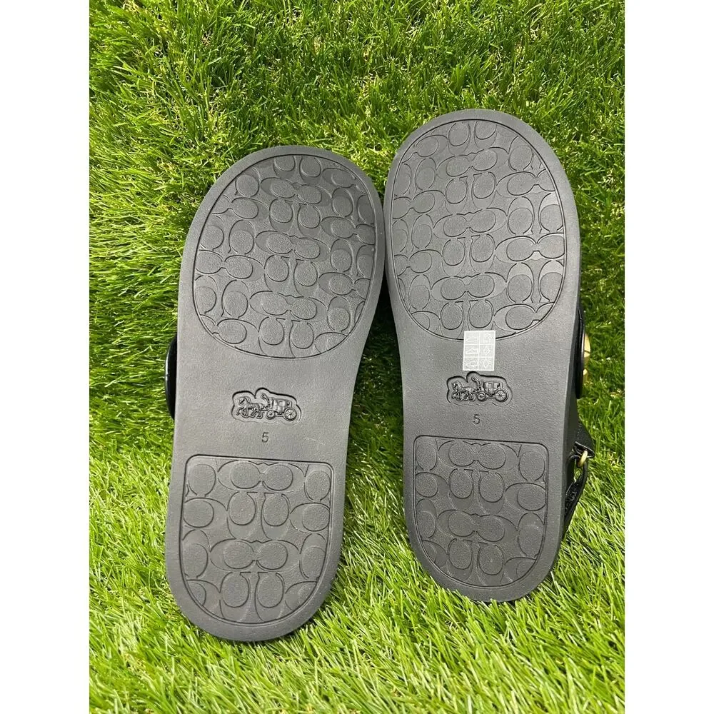 NWB COACH Size 5B Sculpted C Criss Cross Sandals Black CFG40